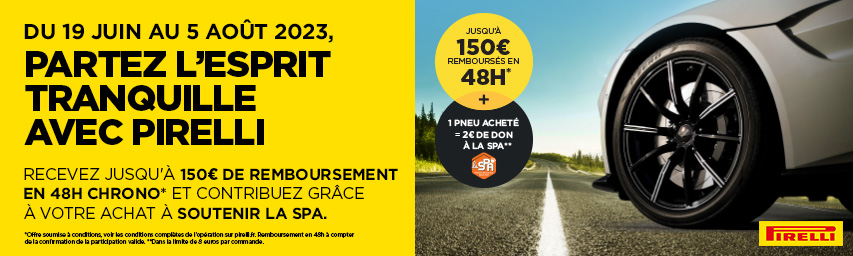 Jusqu’à 150€ remboursés en 48h pour l’achat de 2 ou 4 pneus Pirelli*